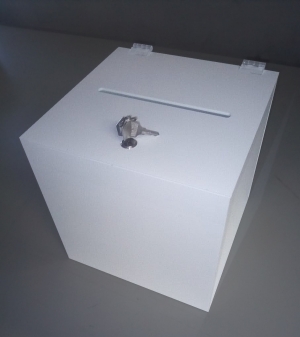 Suggestion Boxes can be made in Clear, White or Coloured Acrylic.